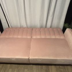 Pale Pink Velvet Sleeper Sofa