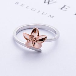 925 Sterling silver flower ring 9 rose
