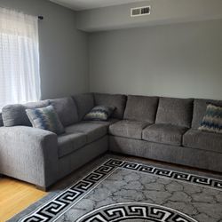 Large Grey Sectional Sofa Couch 