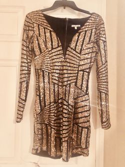 Sparkling gold and black prom dress