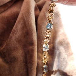 Unique Blue Topaz 14kt Gold Bracelet 