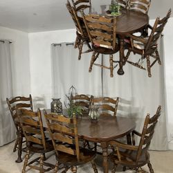 Comedor de Madera Solida con Mesa de Extension y 6 Sillas