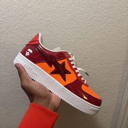 Wine Red & Orange Bapesta