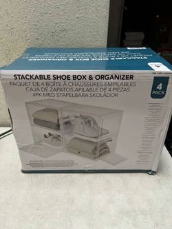 Clear Stackable Shoebox & Organizer, 4-pack