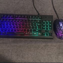 MFTEK RGB Rainbow Backlit Gaming Keyboard and Mouse Combo,.