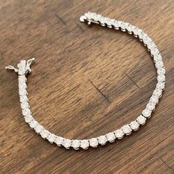White Gold Plated 7.5 Inch Tennis Bracelet With CZ Stones