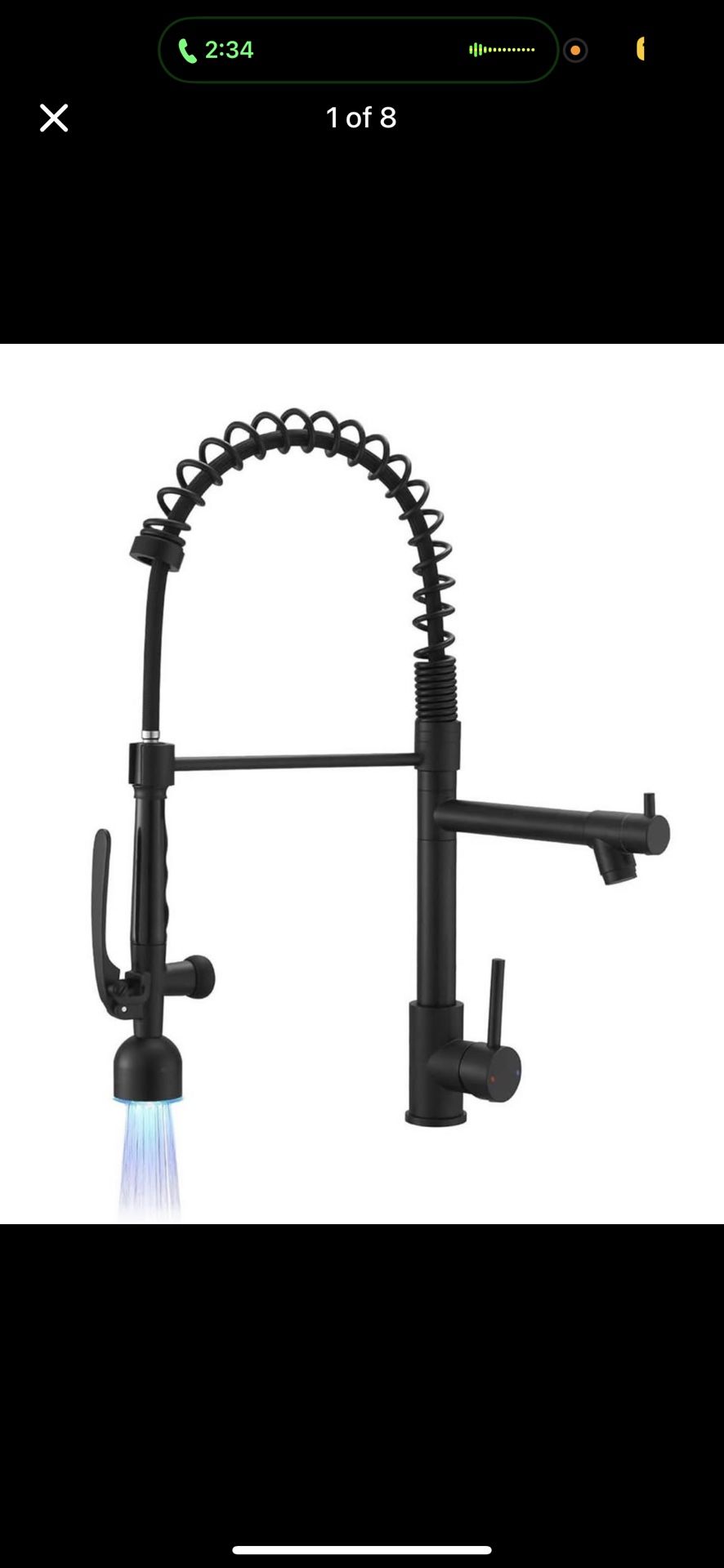 Fapully Black Kitchen Faucet with Pull Down Sprayer, LED light and 2nd nozzle