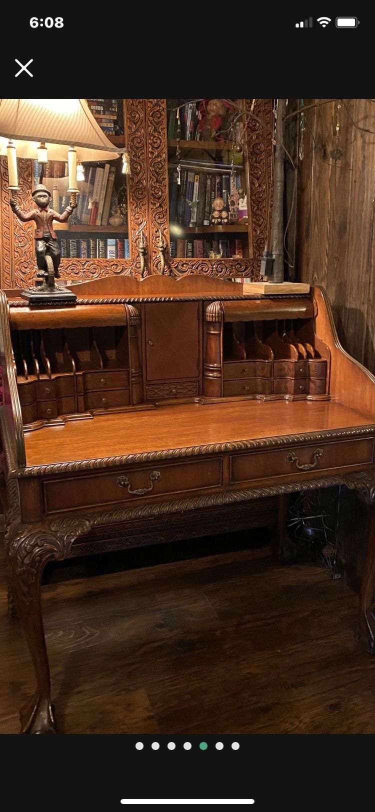 Solid Wood, Beautiful, Detailed Desk And Chair