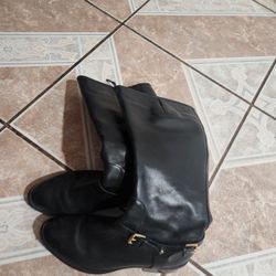 Women's Black Leather Ralph Lauren Boots