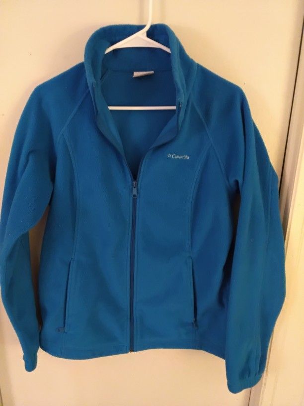 Ladies Sz LG Columbia Fleece Jacket Aqua Blue
