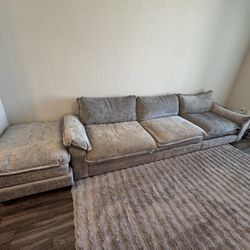Gray Couch With Ottoman
