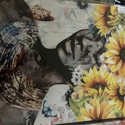 3 Beautiful Women Floral Paintings 
