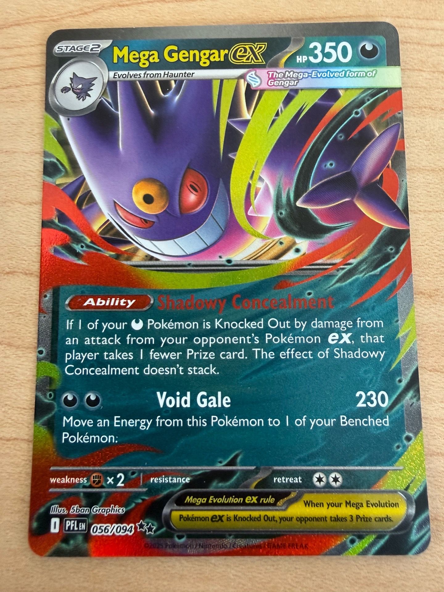 Mega Gengar ex 056/094 Phantasmal Flames Holo Pokemon Card NM Y2K TCG Rare