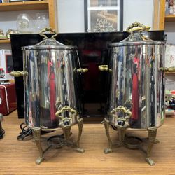 WARMER: Coffee/Tea, Professional Sized Dispensers, Brass/Stainless Steel, have 2