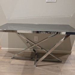 Mirror Top and Chrome Console Sofa Table