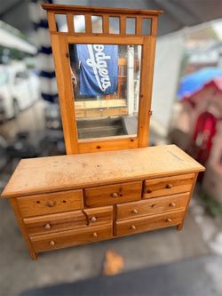 Dresser with mirror real wood