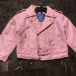 Girls faux pink leather jacket size 4t
