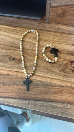 Natural Jasper & Black Onyx Gemstone Necklace And Bracelet Set