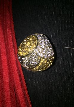 Pave Gold Silver Black Rhinestones Stretch Ring Statement Piece Fits Sizes 6 7 8 Fashion Bold Jewel1-11