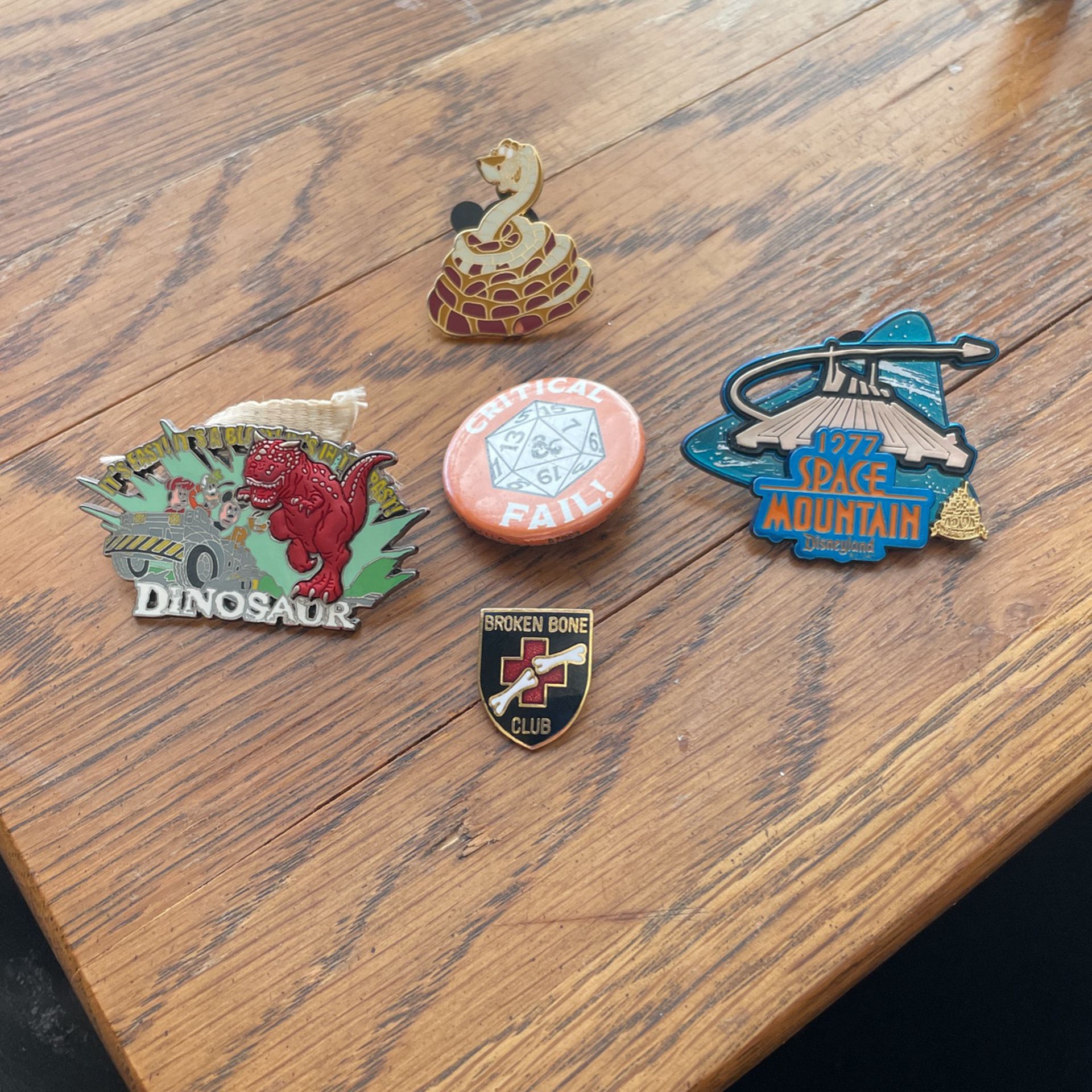 Vintage Pins 1977 Space Mountain, Dungeon And Dragons Etc.