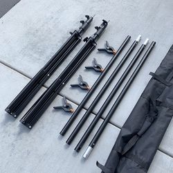 (NEW) $40 Heavy-Duty Backdrop Stand Adjustable 10ft Wide X 8.5ft Tall with Clips and Carry Bag 