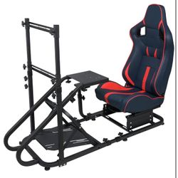 Like-New OUYESSIR Racing Simulator Cockpit + Seat + 42” TV Mounted