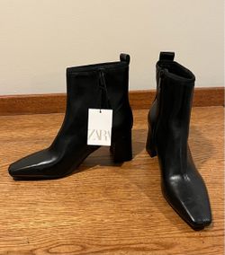 Brand New Zara Zip‑Up High Heel Boots | Women’s Size 38 EU / 7.5 US