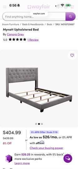 Grey Queen Headboard/Bedframe “Mynatt Upholstered Bed”