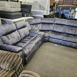Brand New Sectional Dark Grey Velvet Power Recliners $989 