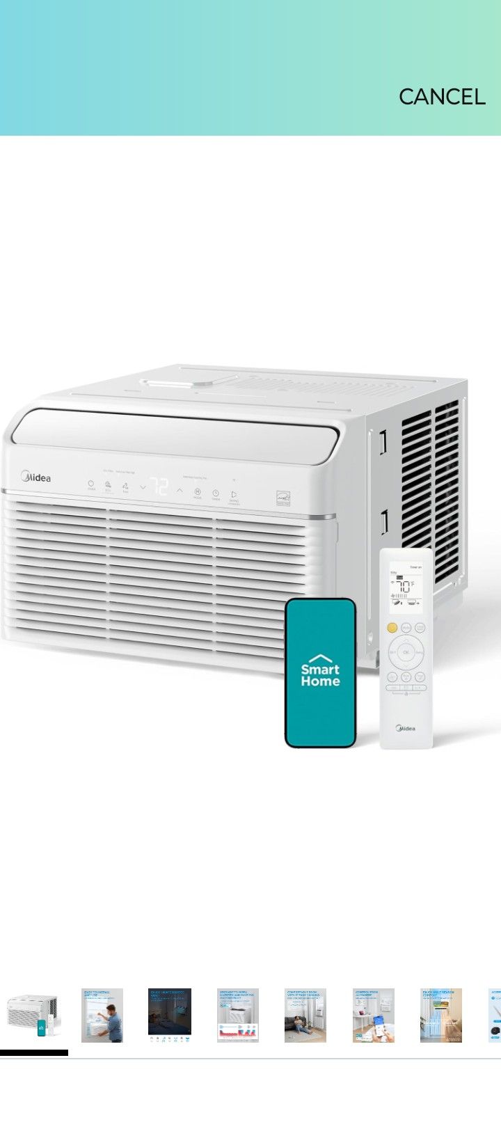 BRAND NEW IN BOX Midea 8,000 BTU Smart Inverter Air Conditioner Window Unit with Heat and Dehumidifier – Cools up to 350 Sq. Ft., Energy Star Rated, Q