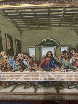 Last Supper Needlepoint Framed Wall Art