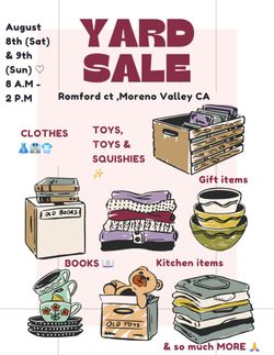 YARD SALE! (SAT 8TH) (SUN 9TH)