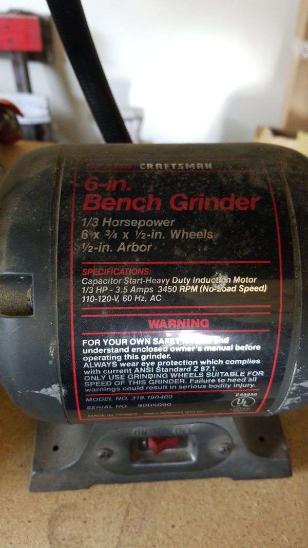 Craftsman 6 Inch Bench Grinder With Light For Sale In Thomasville