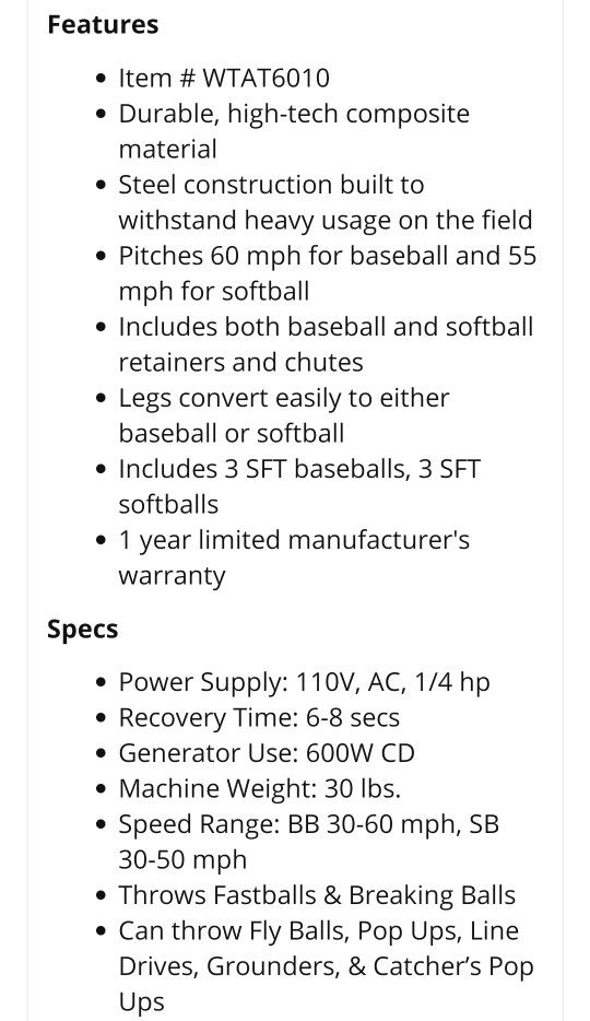 Atec Power streak Pitching Machine for Sale in Tallahassee, FL OfferUp