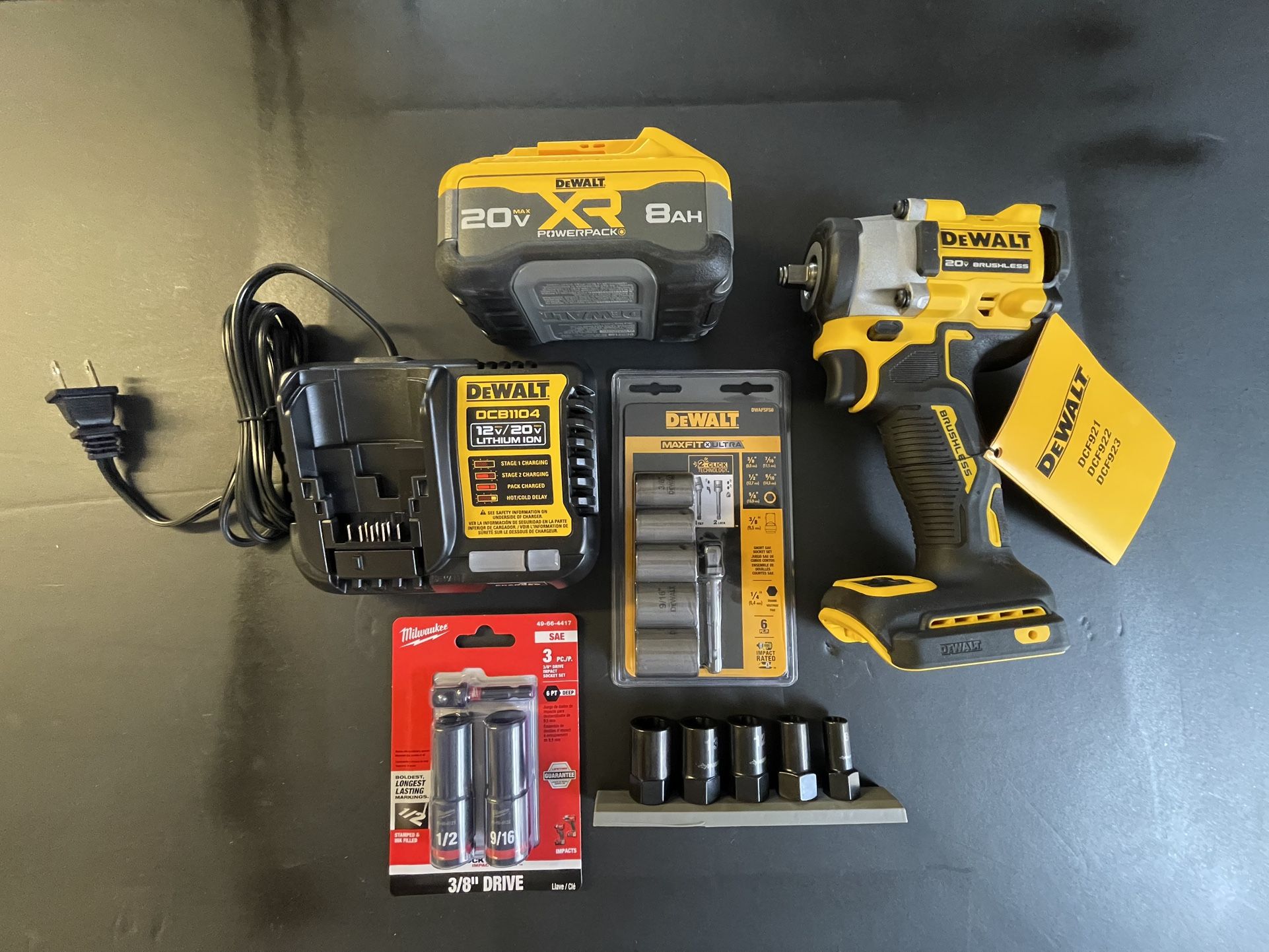3/8” Impact Wrench, Battery, Charger & Sockets