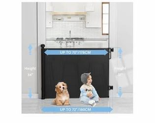 PRObebi Retractable Baby Gate - 34" Tall, Extends To 72" Wide