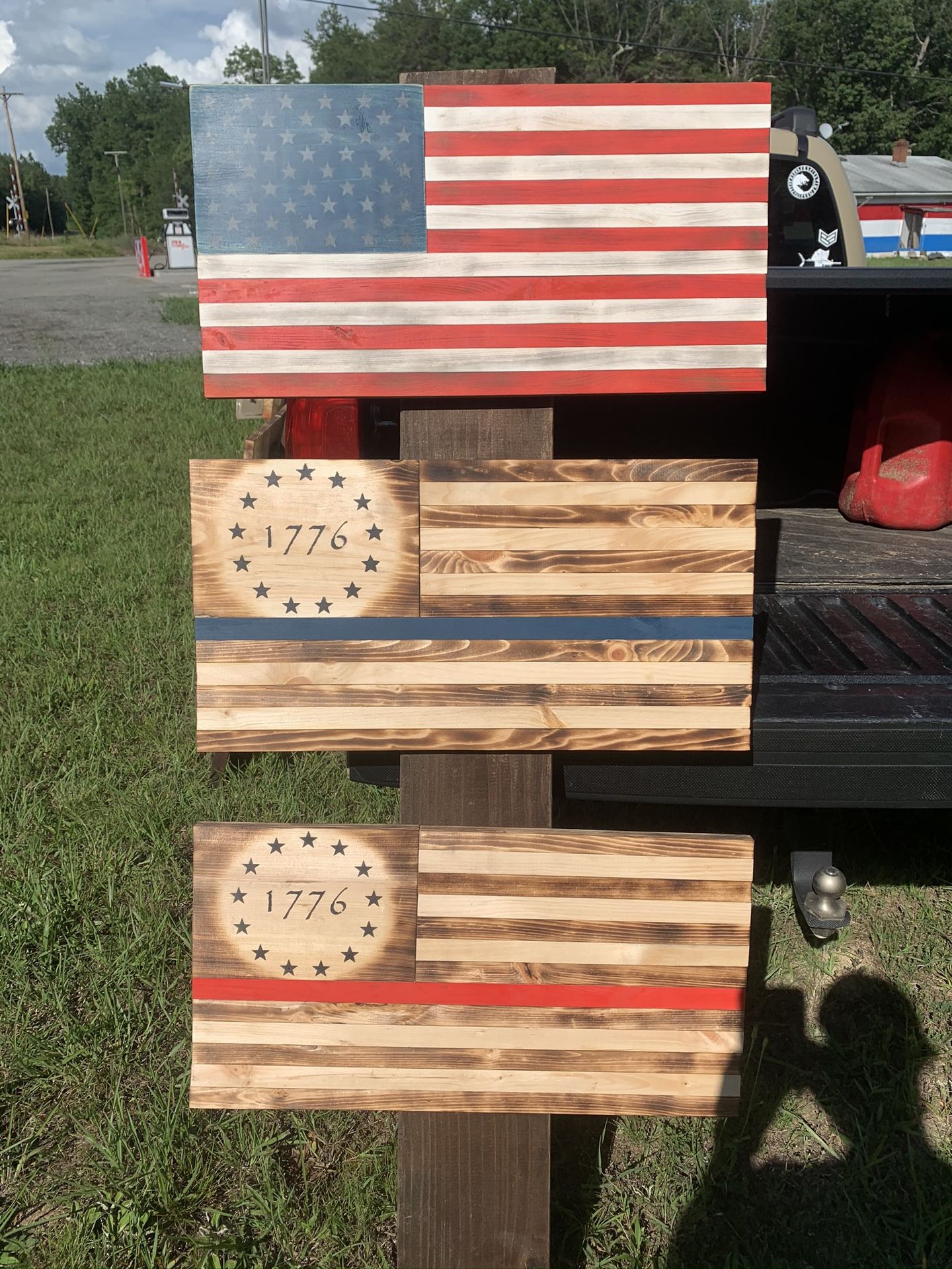 Rustic wooden, Veteran made flags for wall hanging