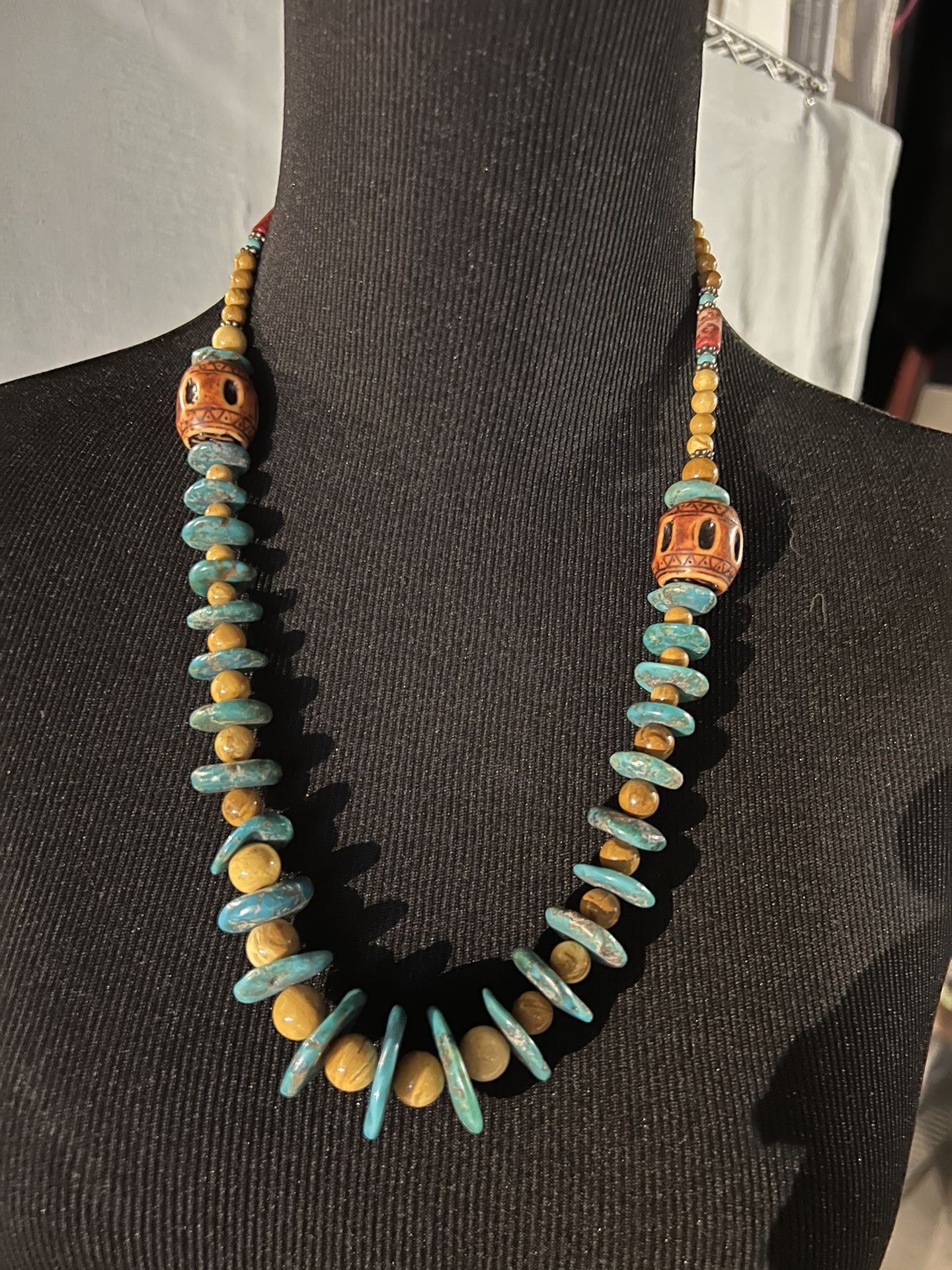 Natural Turquoise And Jasper Necklace