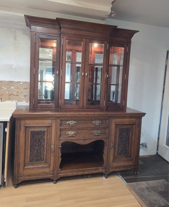 FREE Antique Oak Buffet China Hutch