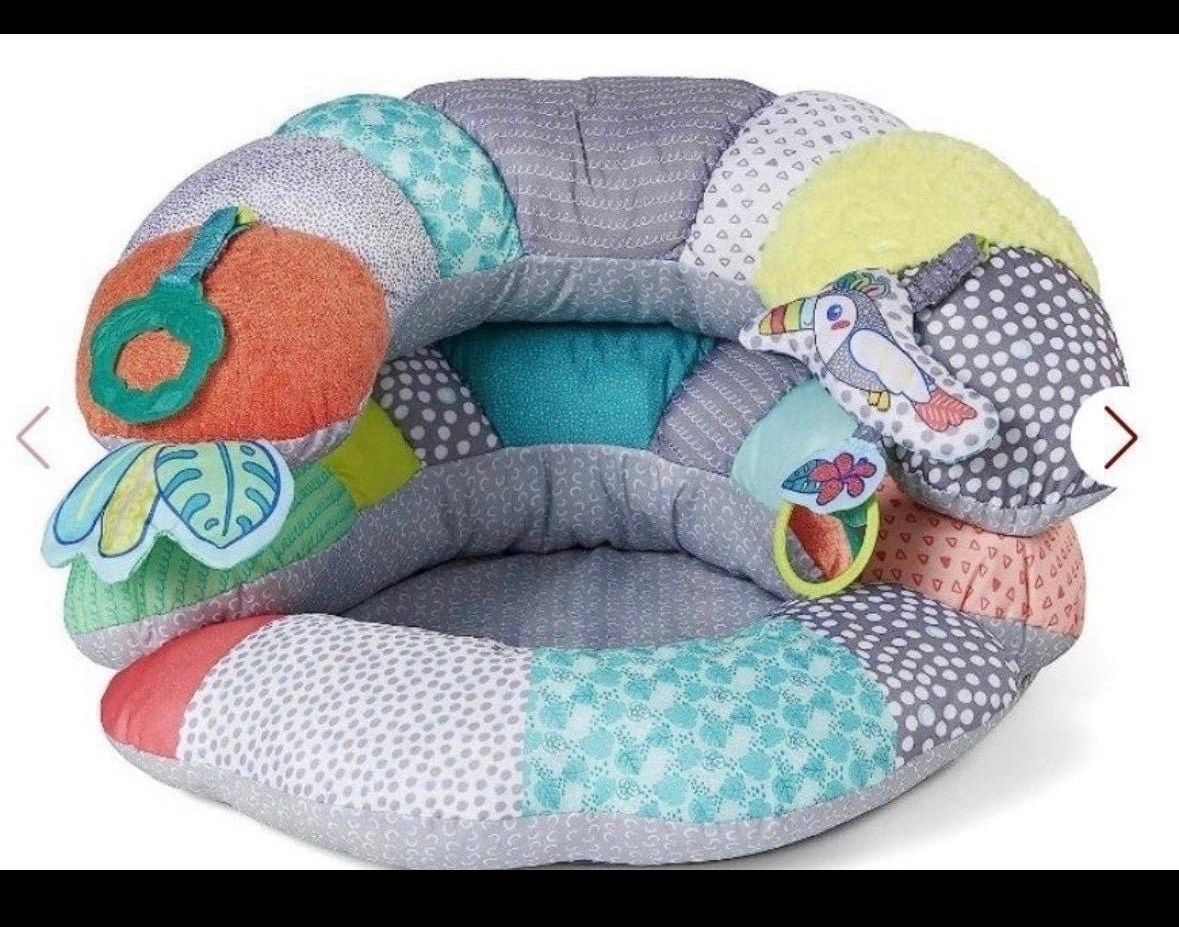 Infantino 2-In-1 Tummy Time & Seated Support - For Newborns And Older Babies, With Detachable Support Pillow And Toys, For Development Of Strong Head