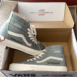 SK-8 HIGH sage green Peace of Leaf VANS  🦚