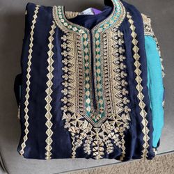 3 PCS Indian Shalwar Kameez Embroidered Eid Suit