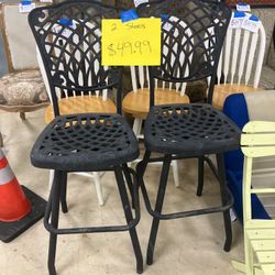 2 Cast Iron Stools