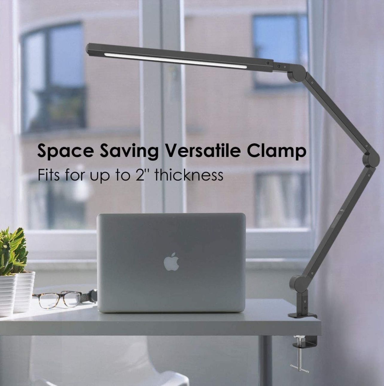 QTY 2 LED Clamping Dimmable Desk Lamp With Color Temp