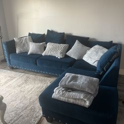 Blue Sectional With Chaise