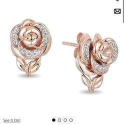 Enchanted Disney Diamond Rose Stud Earrings in 10K Rose Gold