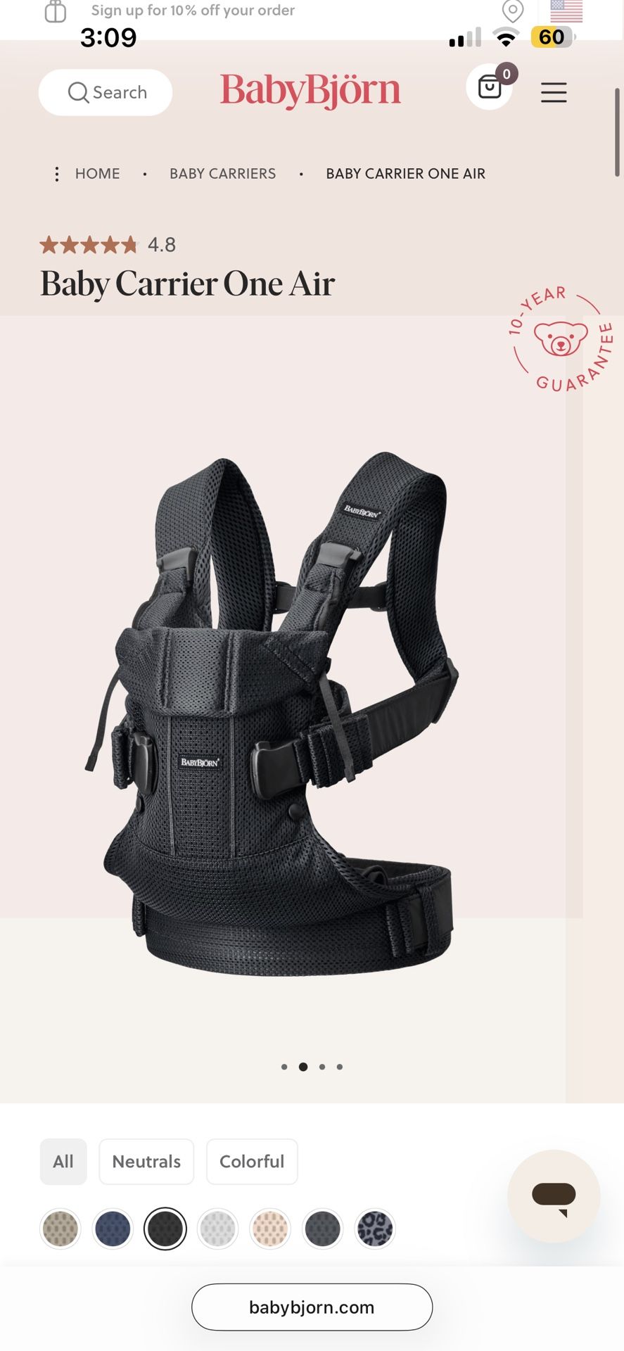 Baby Bjorn Baby Carrier One Air Black