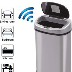 13-Gallon Touch Free Automatic Trash Can Stainless Steel Kitchen Garbage Can New