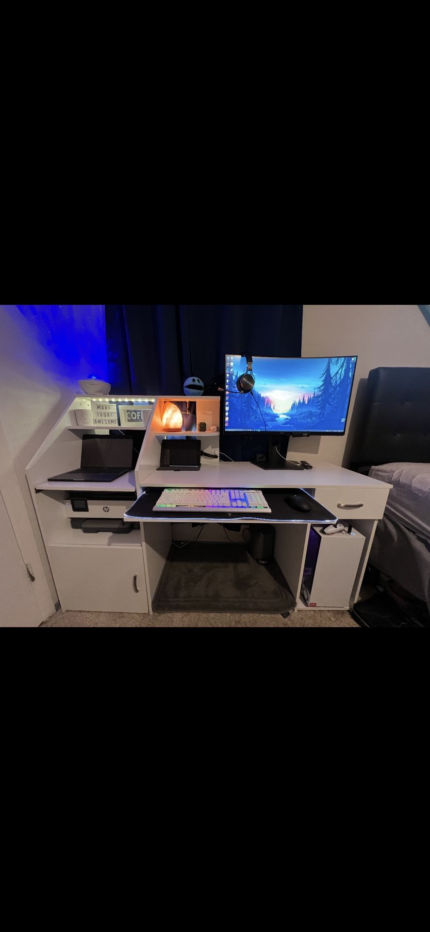 Gaming/Work Desk With Soft Close Doors And Compartments