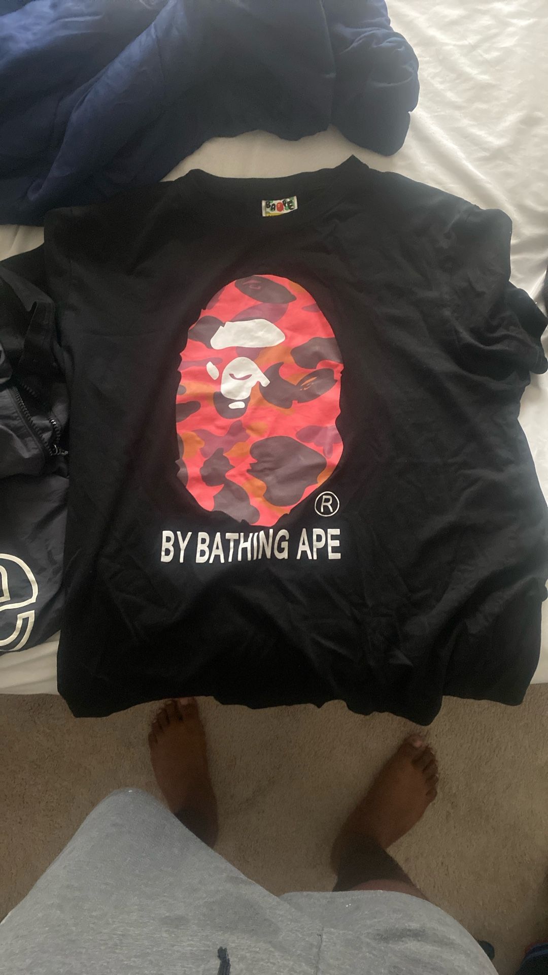 RED AND BLACK BAPE T-SHIRT